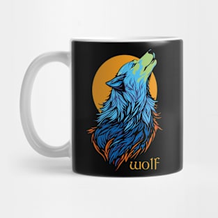 Beautiful wolf moon illustration Mug